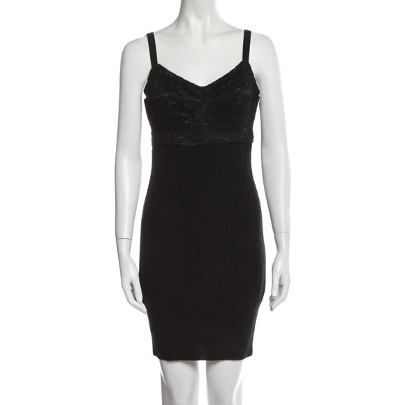 Dolce & Gabbana Black Bustier Bra Lace Sweater Slip Dress – IT 42 / US 6 - Picture 1 of 10
